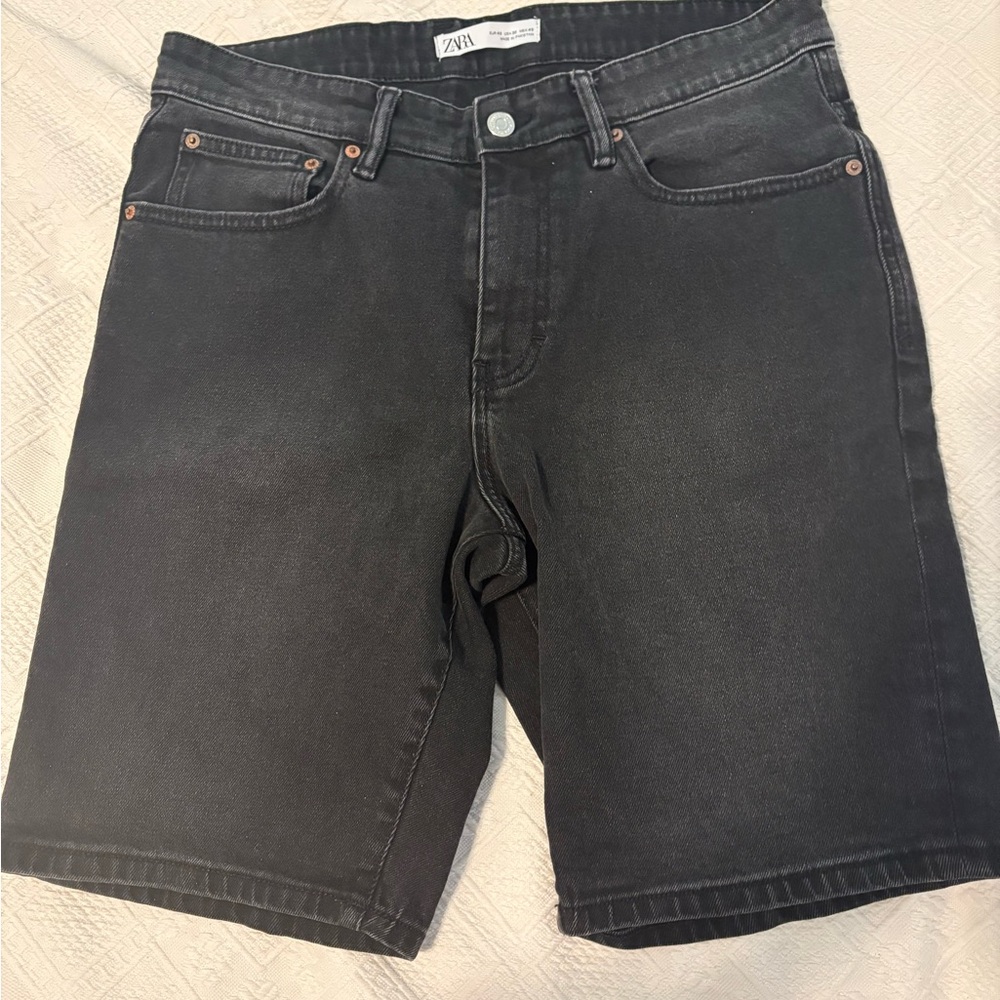 Zara Men's Black Jean Shorts